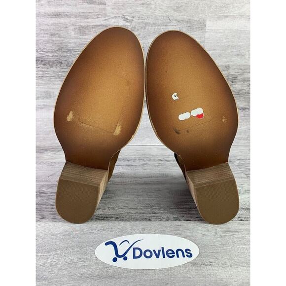 BP Women's Size 6.5M Brice Notched Brown Leather Foldover Ankle Booties - Picture 8 of 8